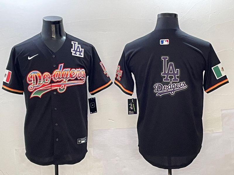 Men Los Angeles Dodgers Blank Black rainbow Nike 2025 MLB Jersey style 23